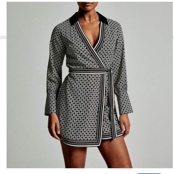 Aberocombie and fitch XS Elegant Black and White Wrap Dress - Picture 1 of 3